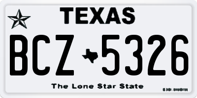 TX license plate BCZ5326