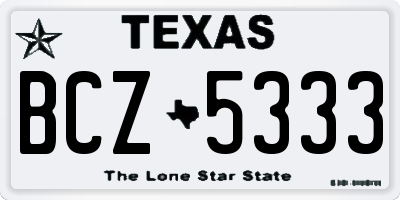 TX license plate BCZ5333