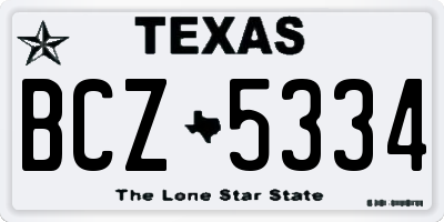 TX license plate BCZ5334
