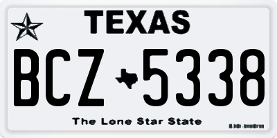 TX license plate BCZ5338