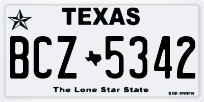 TX license plate BCZ5342