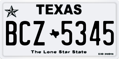 TX license plate BCZ5345
