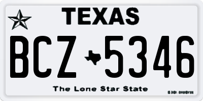 TX license plate BCZ5346