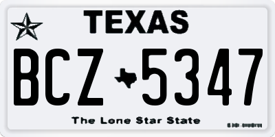 TX license plate BCZ5347