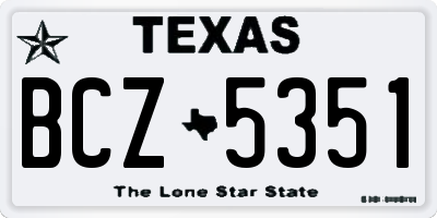 TX license plate BCZ5351