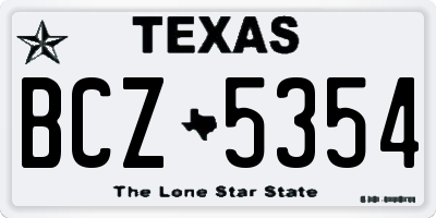 TX license plate BCZ5354