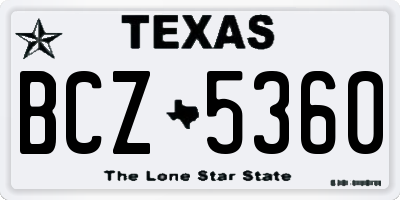 TX license plate BCZ5360