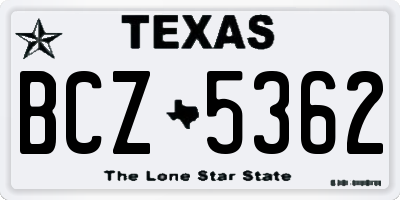 TX license plate BCZ5362