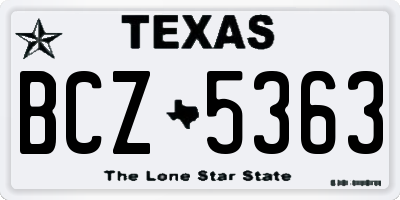 TX license plate BCZ5363