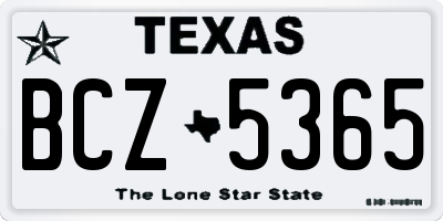 TX license plate BCZ5365