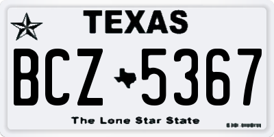 TX license plate BCZ5367