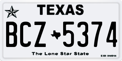 TX license plate BCZ5374