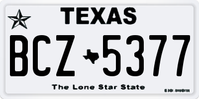 TX license plate BCZ5377