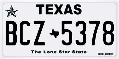 TX license plate BCZ5378