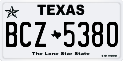 TX license plate BCZ5380