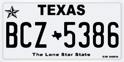 TX license plate BCZ5386