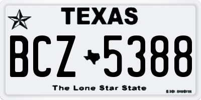 TX license plate BCZ5388