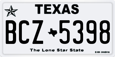 TX license plate BCZ5398