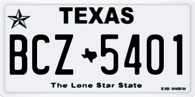 TX license plate BCZ5401