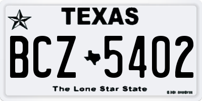 TX license plate BCZ5402