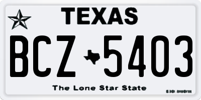 TX license plate BCZ5403