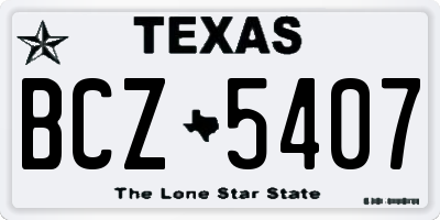 TX license plate BCZ5407