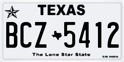 TX license plate BCZ5412