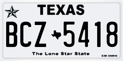 TX license plate BCZ5418