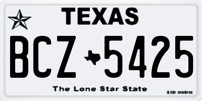 TX license plate BCZ5425
