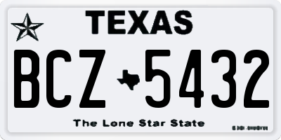 TX license plate BCZ5432