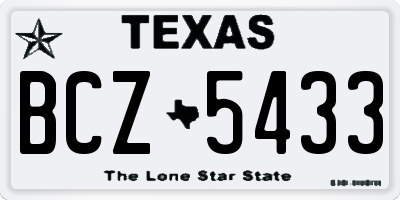 TX license plate BCZ5433