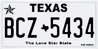 TX license plate BCZ5434