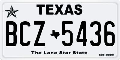 TX license plate BCZ5436