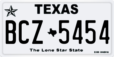 TX license plate BCZ5454