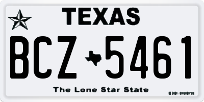 TX license plate BCZ5461