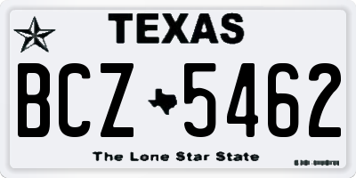TX license plate BCZ5462