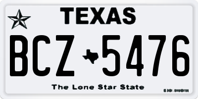 TX license plate BCZ5476