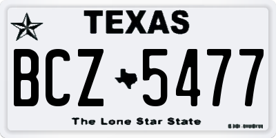 TX license plate BCZ5477