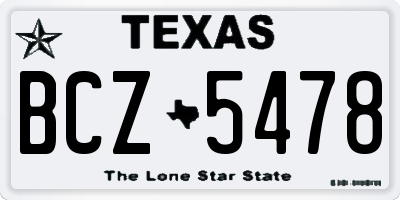 TX license plate BCZ5478