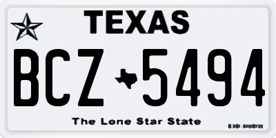 TX license plate BCZ5494