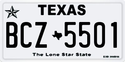 TX license plate BCZ5501