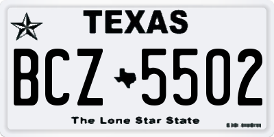 TX license plate BCZ5502
