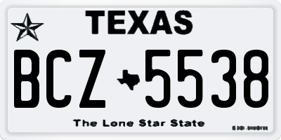 TX license plate BCZ5538