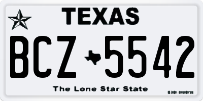 TX license plate BCZ5542