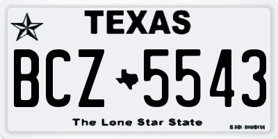 TX license plate BCZ5543