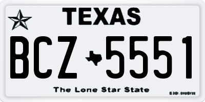 TX license plate BCZ5551