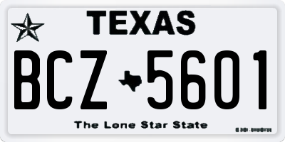 TX license plate BCZ5601