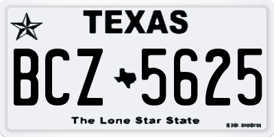 TX license plate BCZ5625