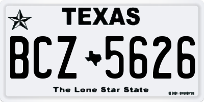 TX license plate BCZ5626