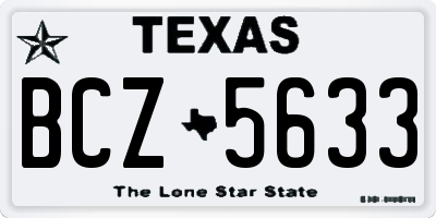 TX license plate BCZ5633